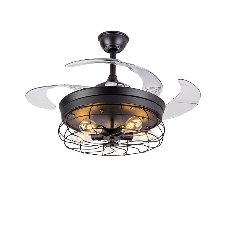 HEIKESZ Retro Industrial Ceiling Fan Light 42 Inch Nordic Style Remote Control Iron Art for Study Restaurant