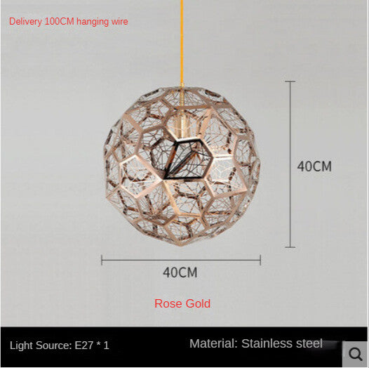 HEIKESZ Post-Modern Nordic Art Geometric Stainless Steel Round Diamond Ball Pendant Lamp Creative Chandelier for Living Room Bedroom Bar Restaurant Lighting