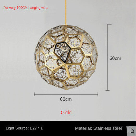 HEIKESZ Post-Modern Nordic Art Geometric Stainless Steel Round Diamond Ball Pendant Lamp Creative Chandelier for Living Room Bedroom Bar Restaurant Lighting