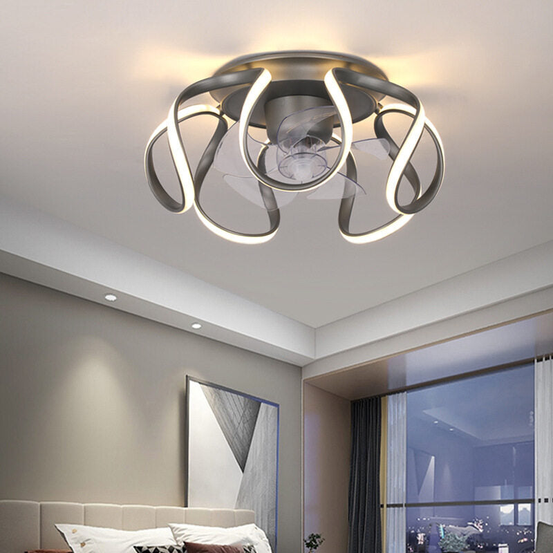 HIKESZ 360° Shaking Head Fan Lamp Nordic Ceiling Fan Light for Restaurant Kids Room Bedroom Household Modern Cooling Fan Light