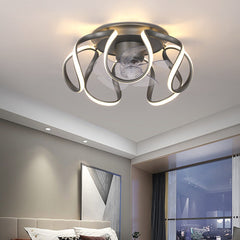 HIKESZ 360° Shaking Head Fan Lamp Nordic Ceiling Fan Light for Restaurant Kids Room Bedroom Household Modern Cooling Fan Light