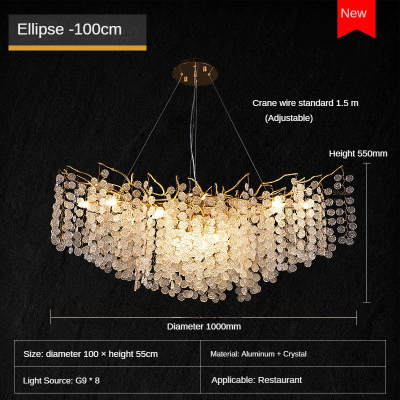 HEIKESZ Crystal Pendant Lamp Modern Living Room Chandelier Designer Money Tree Branch Light French Style Luxury Lighting