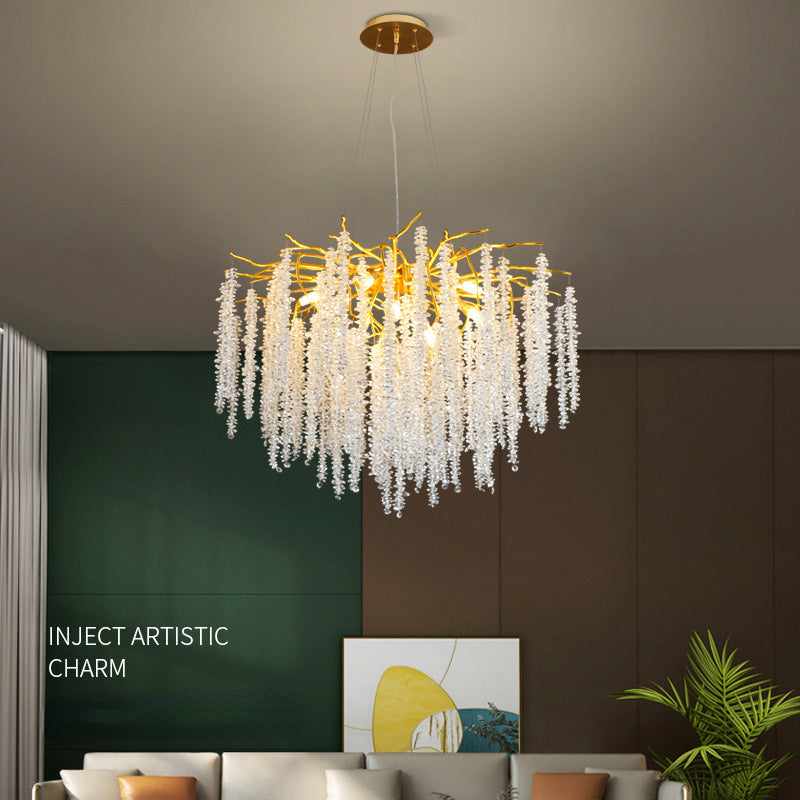 HEIKESZ Italian Crystal Chandelier Luxury High-End Designer Villa Living Room Bedroom Dining Rod-Type Light