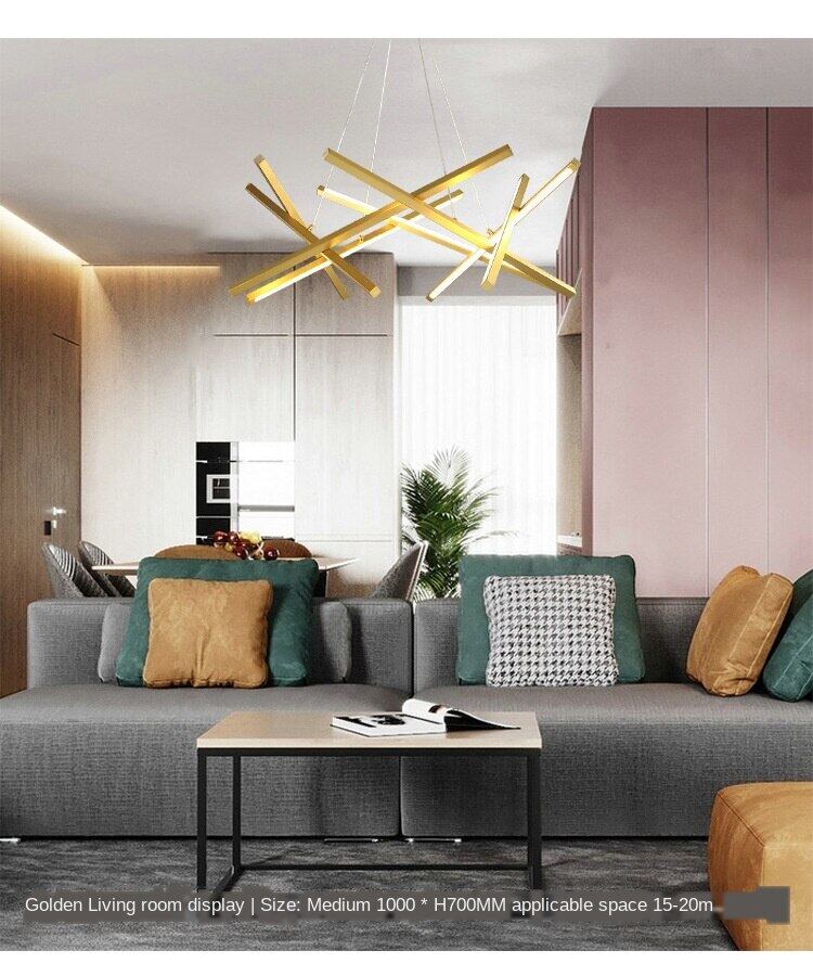 HEIKESZ Post-Modern Golden Chandelier Simple Creative Personality LED Ceiling Light for Living Room Bedroom Dining Room Luxury Lighting
