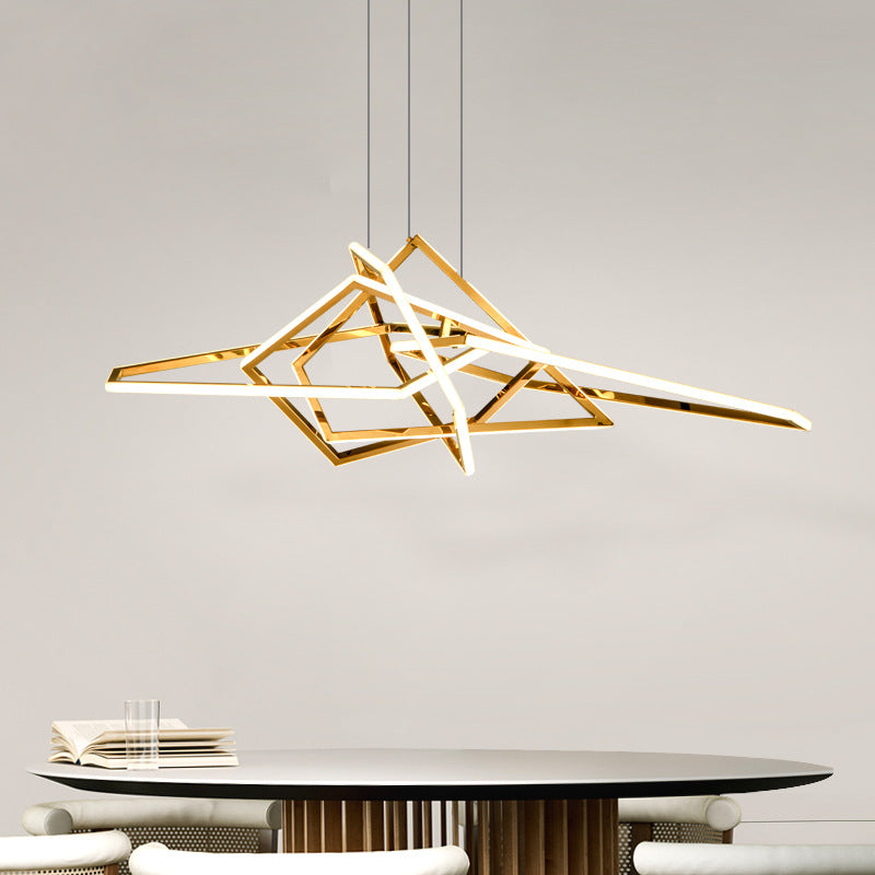 HEIKESZ Post-Modern Light Luxury Chandelier Lamp in the Living Room Designer Creative Art Villa Dining-Room Lamp Minimalistic Stainless Steel Chandelier