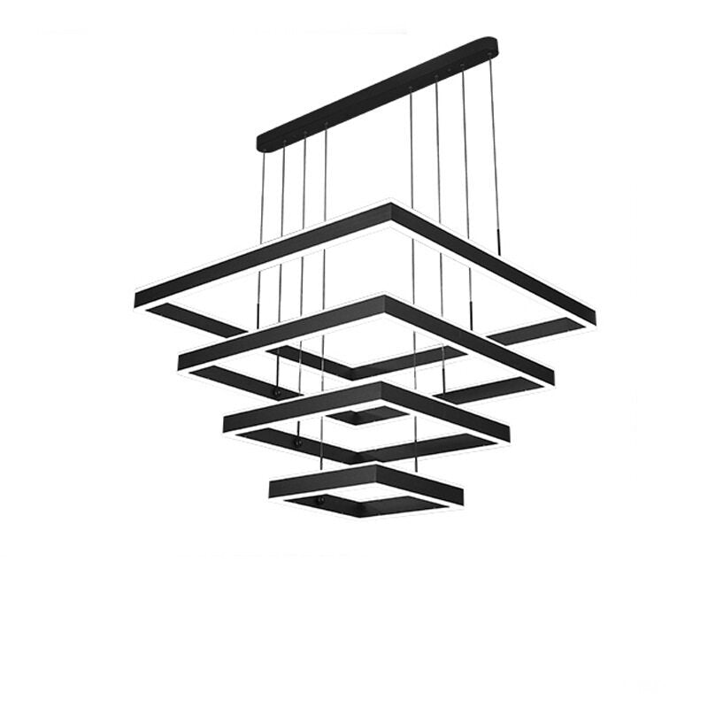 HEIKESZ Modern Aluminum Chandelier for Living Room Bedroom Restaurant Warm Light Creative Rectangular Ceiling Lamp