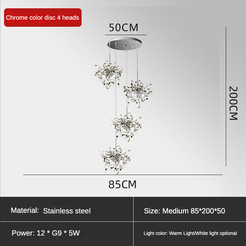 HEIKESZ Nordic Sequin Chandelier Creative Artistic Lamp for Dining Room Hotel Bar Stainless Steel Decorative Light