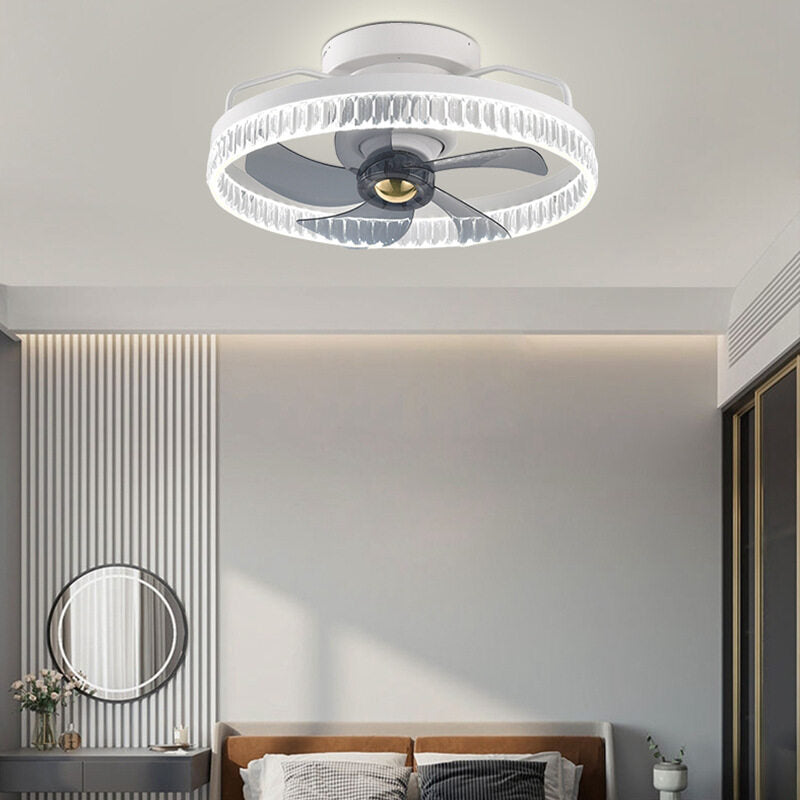 HEIKESZ Electric Fan Chandelier LED Drop Lights Modern Ceiling Fan with Mute Function Nordic Design for Dining Room and Home