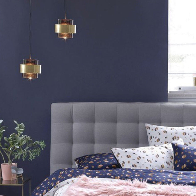 HEIKESZ Luxury Glass Bedside LED Chandelier Nordic Creative Small Droplight for Bedroom Living Room Coffee Shop Lighting