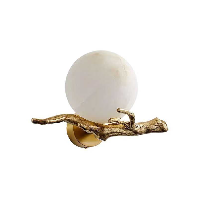 HEIKESZ Chinese Style Copper Marble Wall Lamp Luxury Creative Design for Living Room Bedroom Tea Room Background Wall Lighting