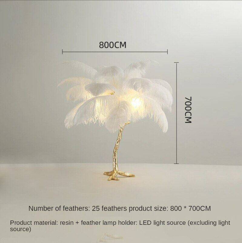HEIKESZ Resin Feather Floor Lamp for Living Room Bedroom Nordic Style Atmosphere Light Luxury Copper Base Ins Trendy Lighting