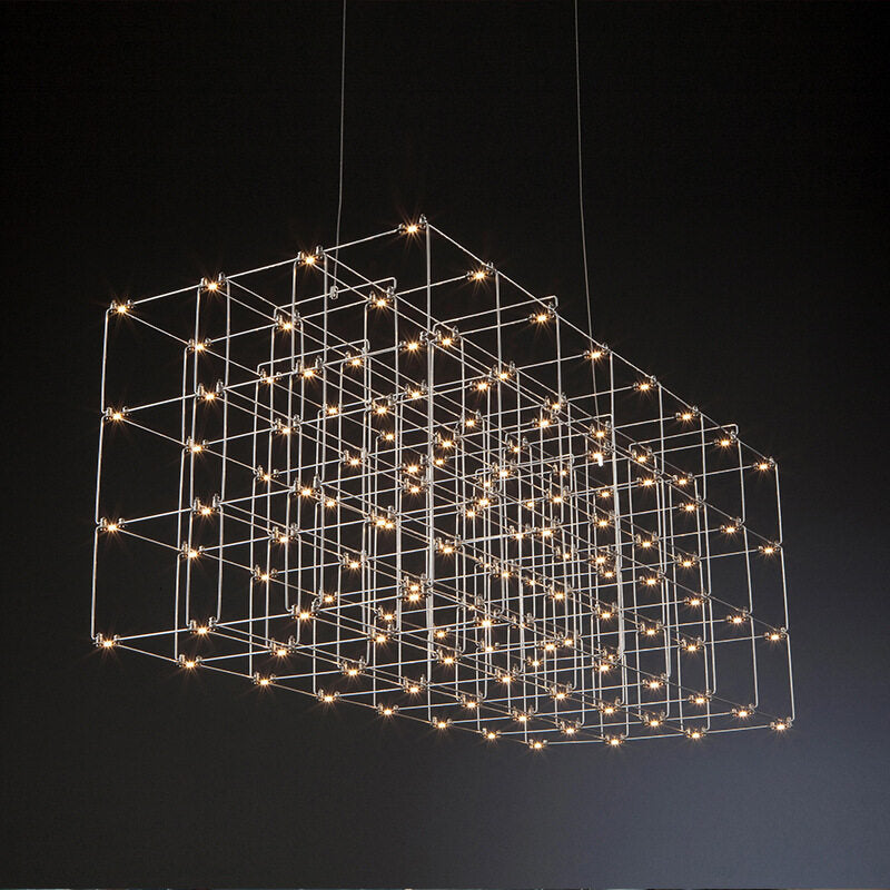 HEIKESZ Starry Cubic Chandelier Luxury Large Light Cube for Living Room Hotel Lobby Restaurant Custom Lighting Sky Lamp Starry Sky Design