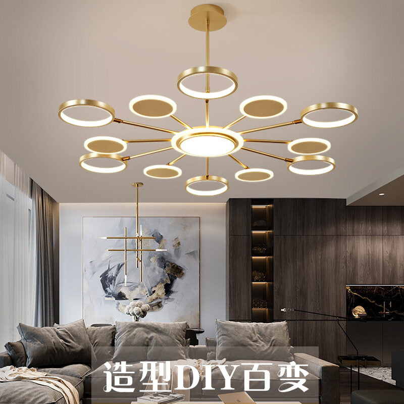 HEIKESZ Nordic Modern Chandelier Luxury Living Room Light Creative Molecular Round Ceiling Lamp for Bedroom Dining Room Restaurant