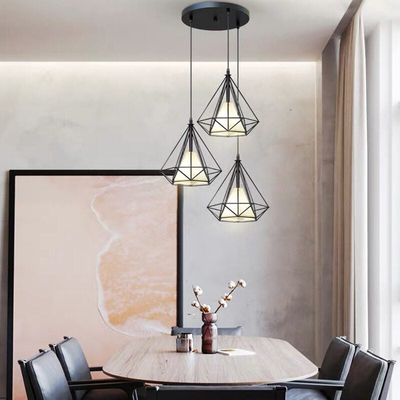 HEIKESZ Modern Chandelier Three-Head Wrought Iron Ceiling Lamp for Dining Room Bedroom Living Room LED Light Post-Modern Hanging Droplight