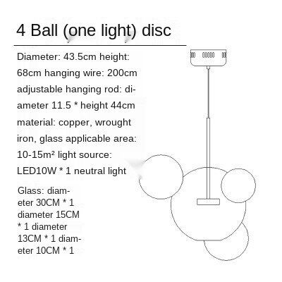 HEIKESZ Nordic Creative Post Modern Art Magic Bean Bubble Lamp Mickey Glass Chandelier for Living Room Bedroom Dining LED Lighting