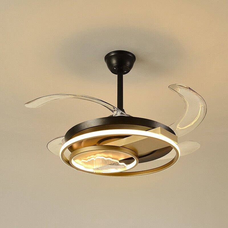 HEIKESZ New Chinese Style 42 48-inch Invisible Ceiling Fan with LED Light Simple Electric Fan Lamp for Home Master Bedroom Livingroom Restaurant