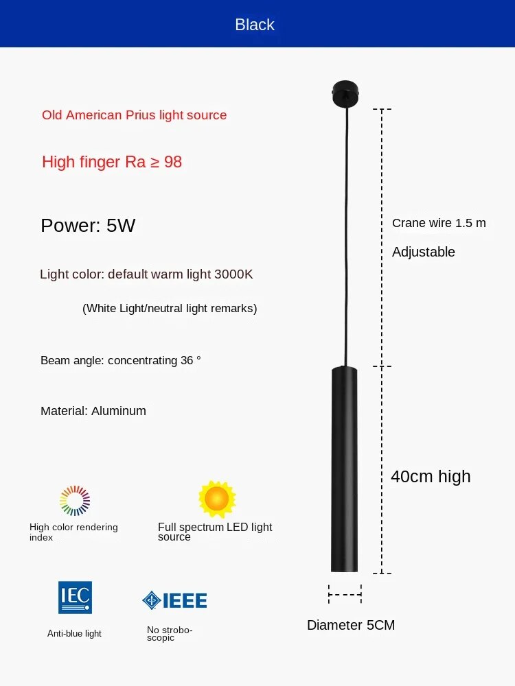 HEIKESZ Long Round Straight Column Suspension Wire Spotlight Minimalist Nordic Designer Chandelier for Dining Room Bar Bedroom