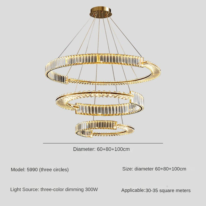 HEIKESZ Luxury Crystal Chandelier Modern Minimalist Pendant Lamp for Master Bedroom Living Room High-End Villa Restaurant