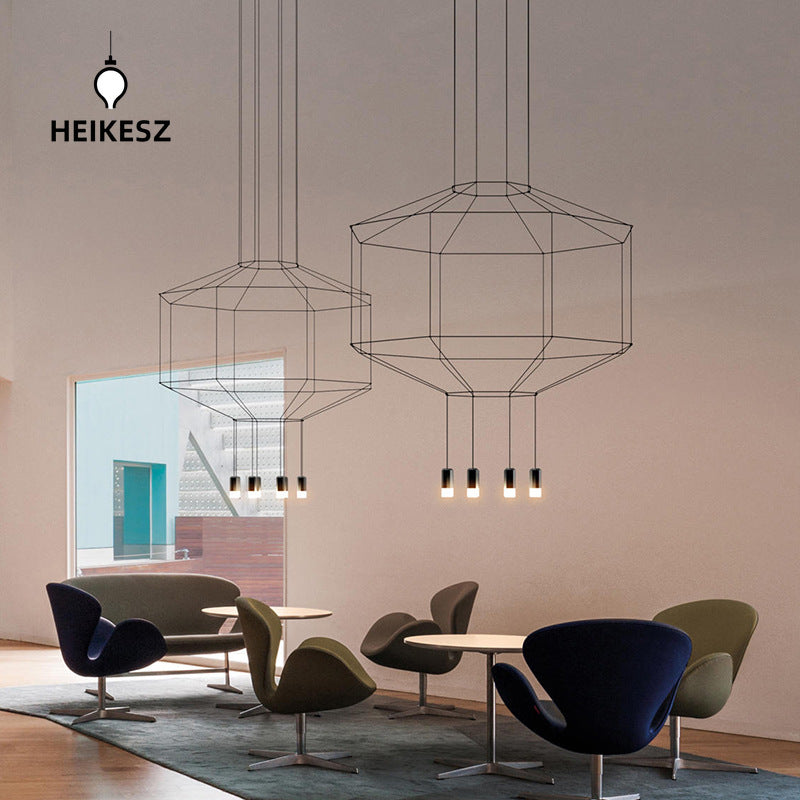 HEIKESZ Nordic Long Line Chandelier for Hotel Lobby Living Room Staircase Villa High Rise Duplex Modern Lighting Decor