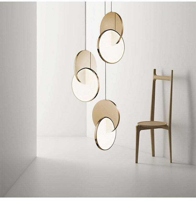 HEIKESZ Nordic Eclipse Single-Head Droplight Stainless Steel Modern Bedroom Light Luxury Restaurant Bar Creative Designer Lighting