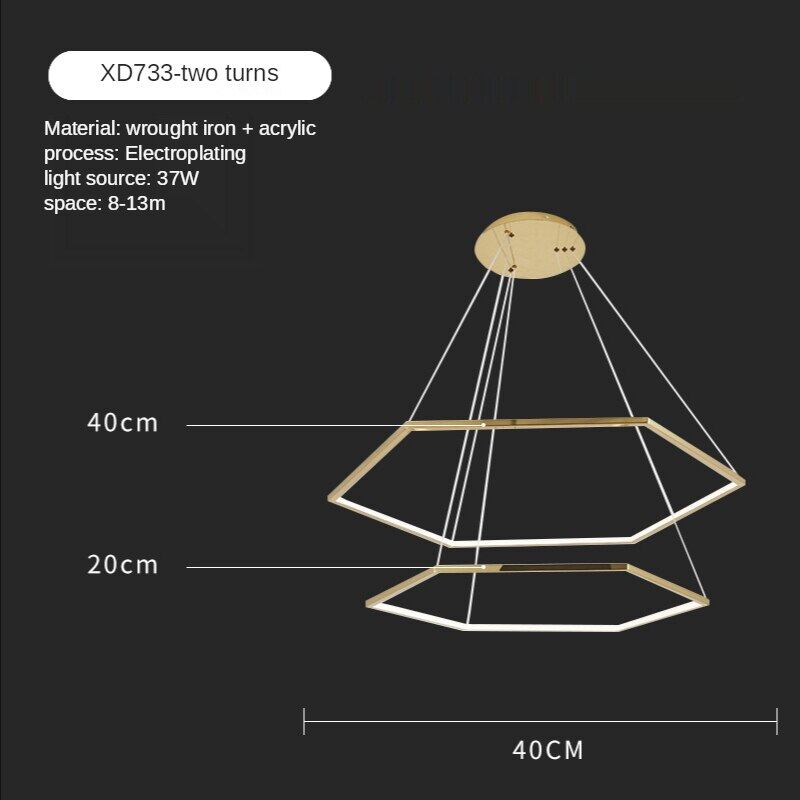 HEIKESZ Post-Modern Geometric Designer Golden Mirror Hexagonal Chandelier Luxury Stainless Steel Industrial Style Warm Light for Living Room Bedroom Ceiling Lighting
