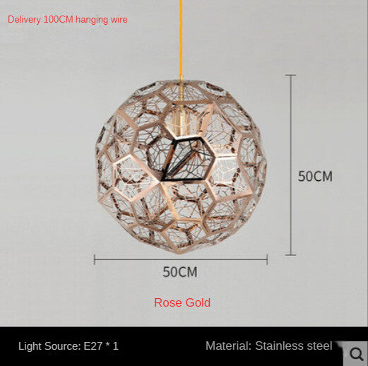 HEIKESZ Post-Modern Nordic Art Geometric Stainless Steel Round Diamond Ball Pendant Lamp Creative Chandelier for Living Room Bedroom Bar Restaurant Lighting