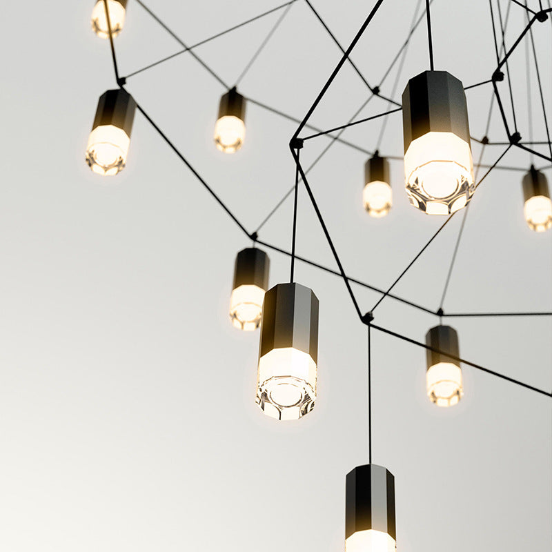 HEIKESZ Nordic Long Line Chandelier for Hotel Lobby Living Room Staircase Villa High Rise Duplex Modern Lighting Decor