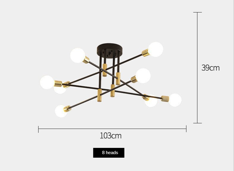 HEIKESZ Nordic Luxury Chandelier Modern Ceiling Lamp Wrought Iron LED Light for Living Room Bedroom Dining Room Warm Lighting