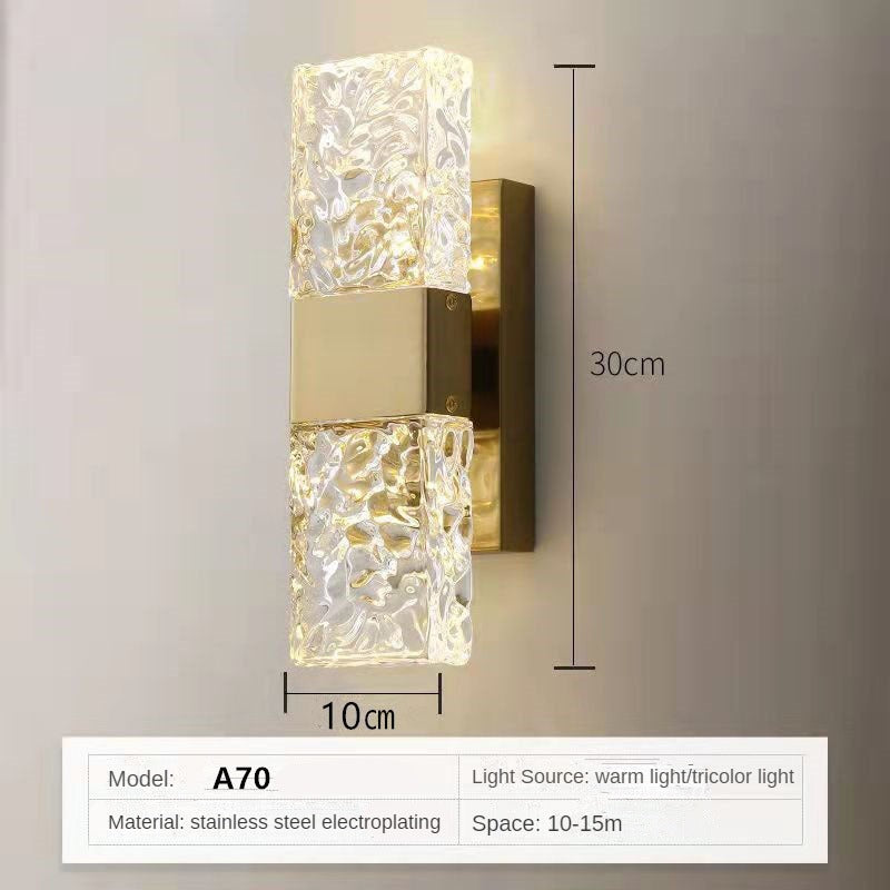 HEIKESZ Nordic Square Glass Wall Lamp Modern Minimalist Luxury Lighting for Living Room Bedroom Stairs Background Wall