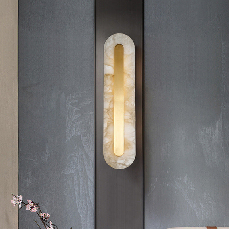 HEIKESZ Luxury Copper Wall Lamp Modern Living Room Bedside Marble Light Creative Stair Aisle Background