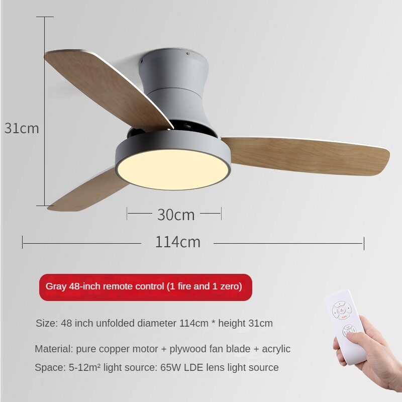 HEIKESZ Nordic Fan Lamp Modern Minimalist Ceiling Fan LED Light Mute Home Decoration Fan Style Ceiling Lamp