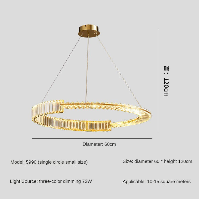 HEIKESZ Luxury Crystal Chandelier Modern Minimalist Pendant Lamp for Master Bedroom Living Room High-End Villa Restaurant