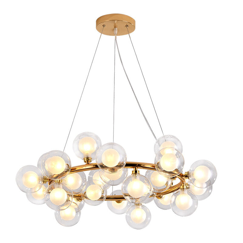 HEIKESZ Nordic Modern Minimalist Magic Bean Glass Bubble Ball Chandelier Warm Lighting for Living Room Bedroom Dining Room Ceiling Lamps