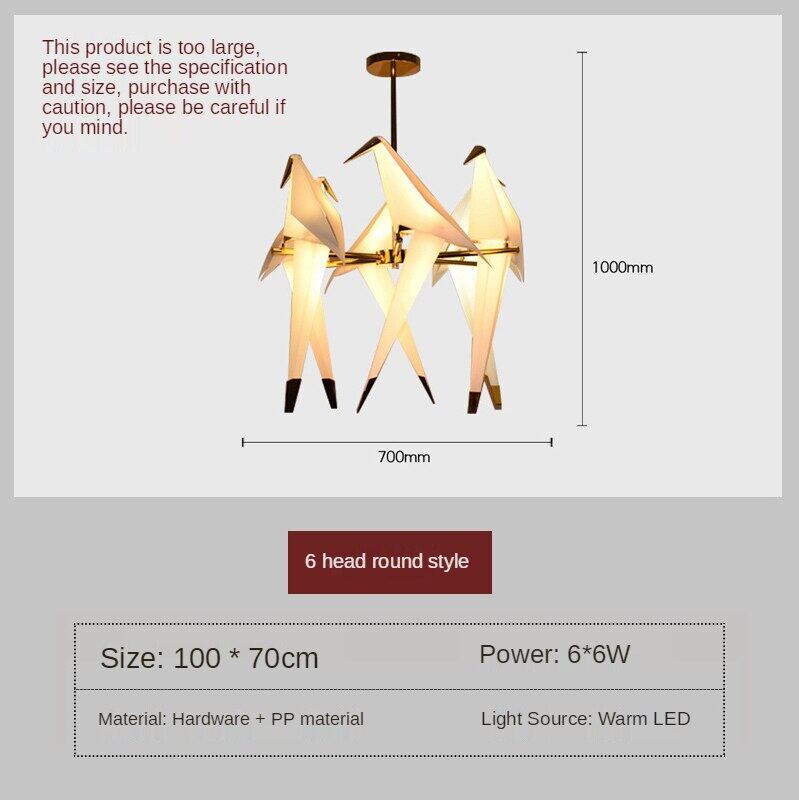 HEIKESZ Nordic Origami Bird Chandelier Modern Minimalist Artistic Hanging Lamp for Living Room Bedroom Ceiling Light