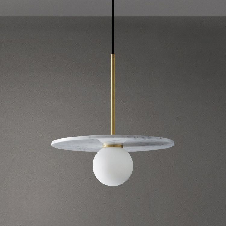 HEIKESZ Nordic Post-Modern Marble Copper Droplight UFO Lamps for Cafe Bar Table Bedroom Bedside Ceiling Lights Chandeliers Light Fixtures