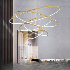 HEIKESZ LED Circle Chandelier Modern Minimalist Creative Lighting for Living Room Dining Room Bar Stair Light Warm Room Lamps Ceiling Fixture