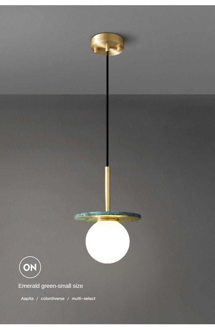 HEIKESZ Nordic Post-Modern Marble Copper Droplight UFO Lamps for Cafe Bar Table Bedroom Bedside Ceiling Lights Chandeliers Light Fixtures