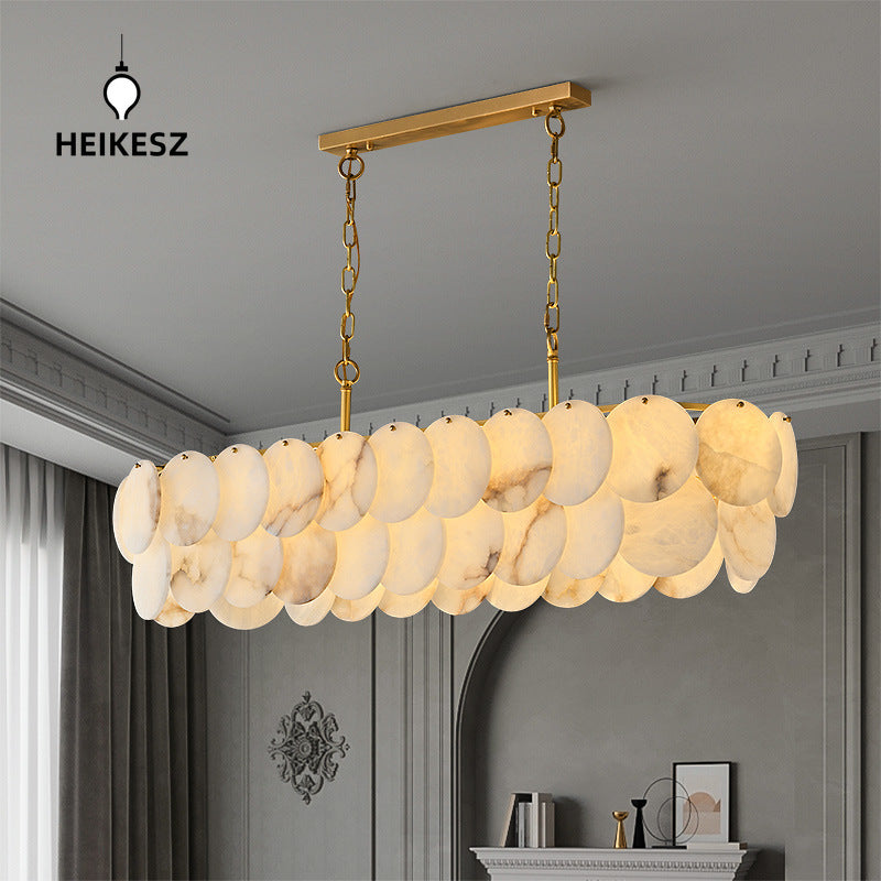 HEIKESZ Luxury Marble Chandelier Post Modern Copper Light Designer Villa Lighting for Living Room Bedroom Dining Room