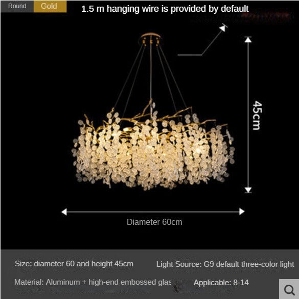 HEIKESZ Nordic Modern Glass Chandelier Luxury Villa Dining Room Bedroom Lamp French Crystal Rod-Type Lighting