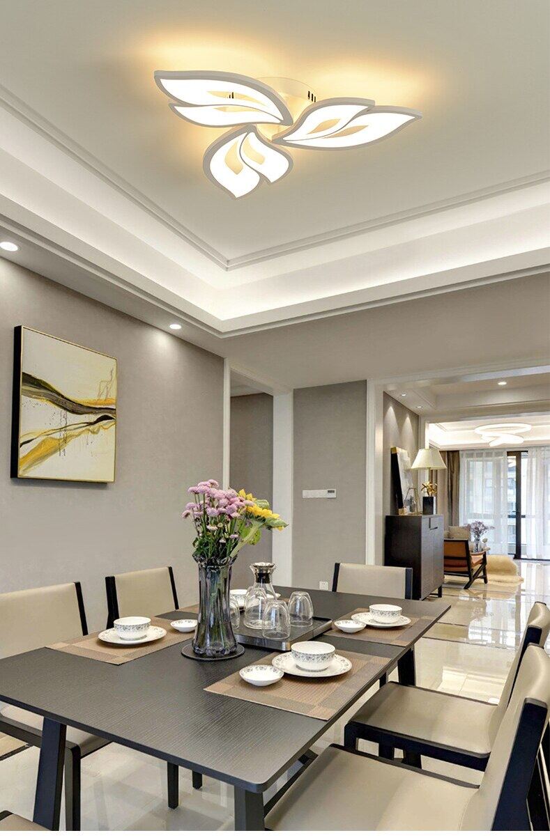HEIKESZ Modern LED Ceiling Light for Living Room Bedroom Simple Atmosphere Warm Lighting Petal Chandelier