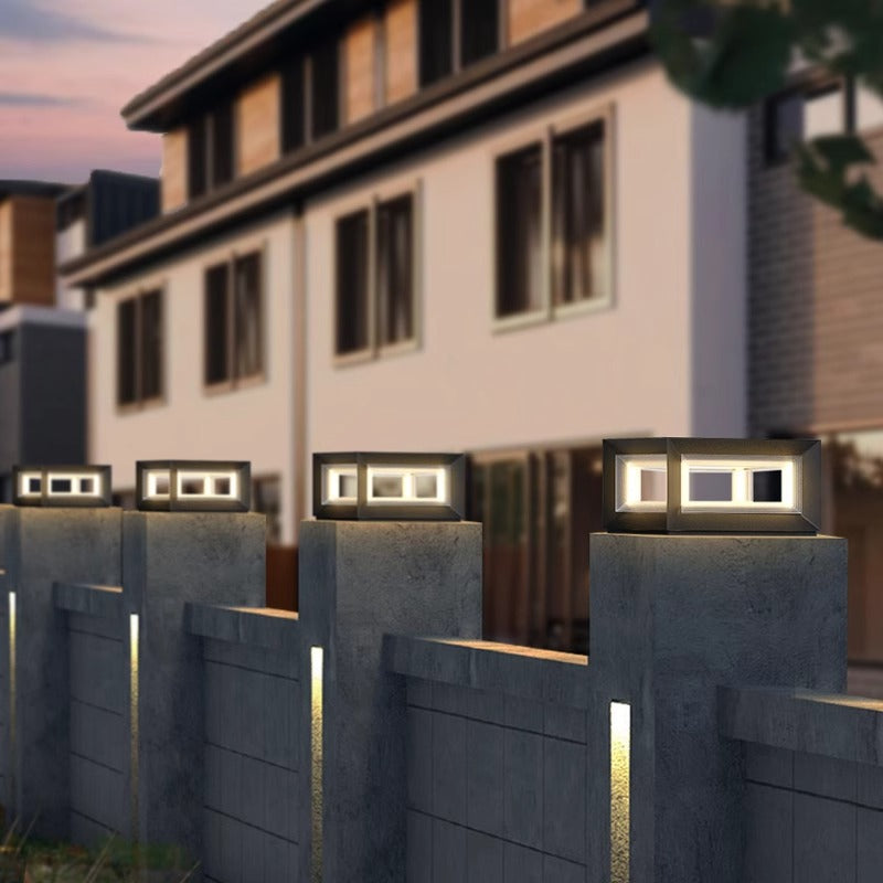 HEIKESZ Solar Pillar Lamp Waterproof Outdoor Lighting for Garden Courtyard Gate Villa Door Wall Decoration