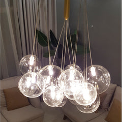 HEIKESZ Nordic Glass Hanging Lamp Minimalist Starry Soap Bubble Ball Lighting for Living Room Bedroom Restaurant Decor