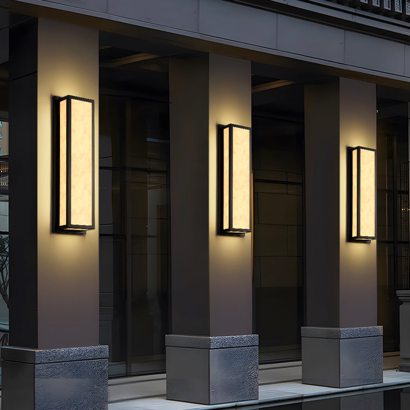 HEIKESZ Outdoor Waterproof Wall Lamp Stainless Steel Marble Stone Light Fixture for Villa Gate Courtyard Pillar Lighting