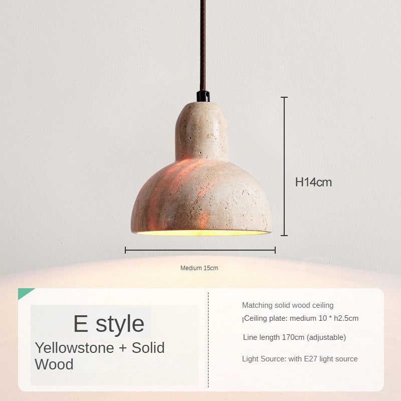 HEIKESZ Cream Style Retro Chandelier Small Droplight for Bedside Dining Room Bar Counter Yellow Cave Stone Design