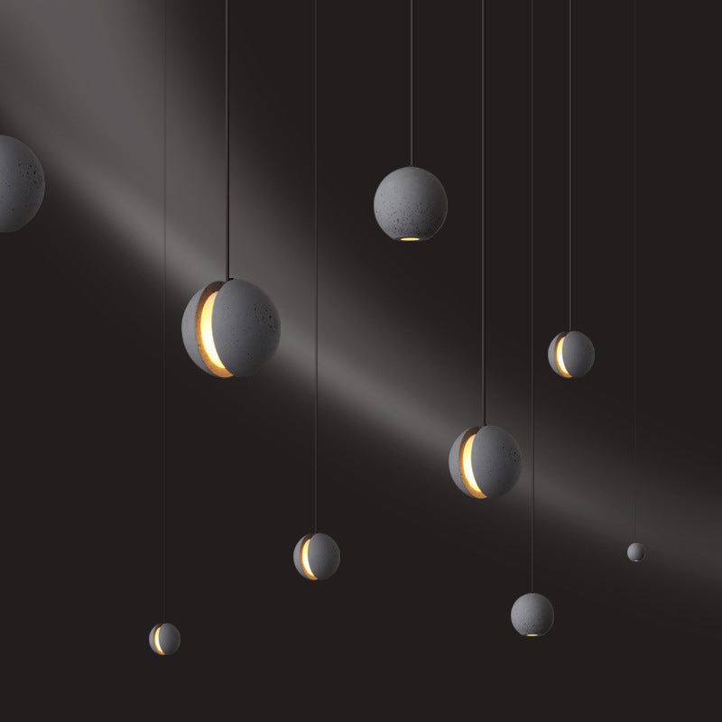 HEIKESZ Creative Moon Cement Pendant Lamp Industrial Style Retro Lighting for Living Room Bedroom Cafe Bar Restaurant Ceiling Lights