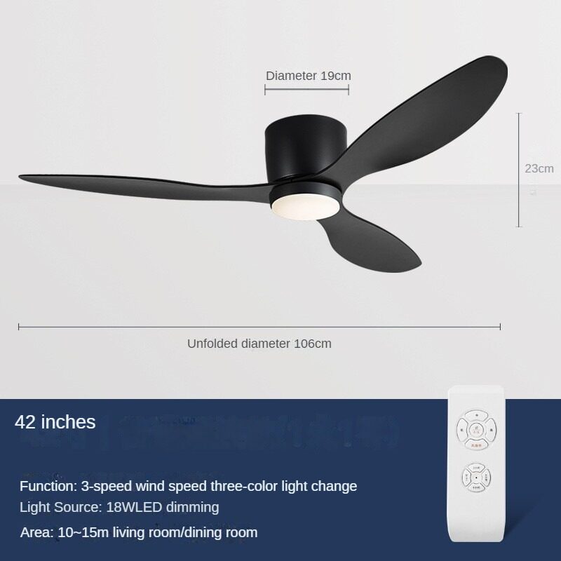 HEIKESZ Large Wind Retro Remote Control Ceiling Fan for Living Room Dining Room Bedroom Simple European Style Fan Lamp Household Chandelier