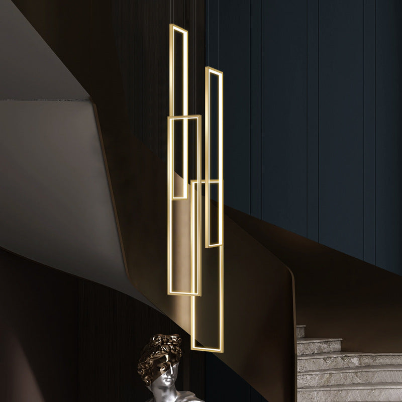 HEIKESZ Stair Chandelier Modern Simple Rotating LED Light Nordic Minimalist Design for Duplex Villa Restaurant Bar Ceiling Pendant