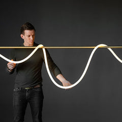 HEIKESZ Minimalist Chandelier for Restaurant Bar Long Dining Table Music Note Art Designer LED Tube Winding Line Lamp