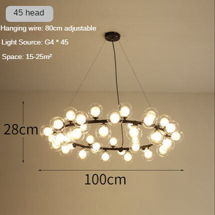 HEIKESZ Nordic Modern Minimalist Magic Bean Glass Bubble Ball Chandelier Warm Lighting for Living Room Bedroom Dining Room Ceiling Lamps