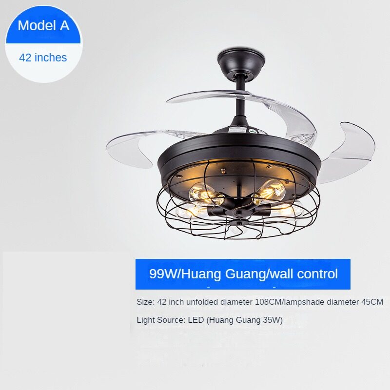 HEIKESZ Retro Industrial Ceiling Fan Light 42 Inch Nordic Style Remote Control Iron Art for Study Restaurant